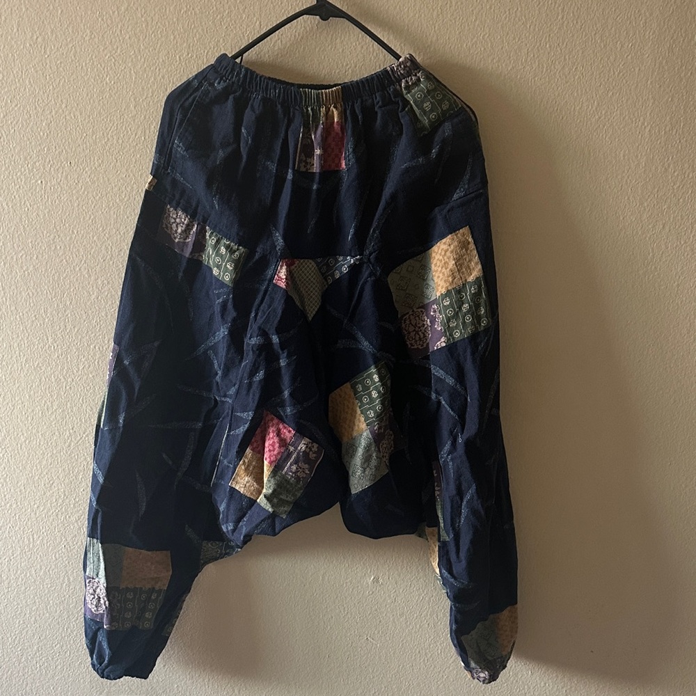 Batik Patchwork Pattern Bohemian Drop Crotch Pants - image 2